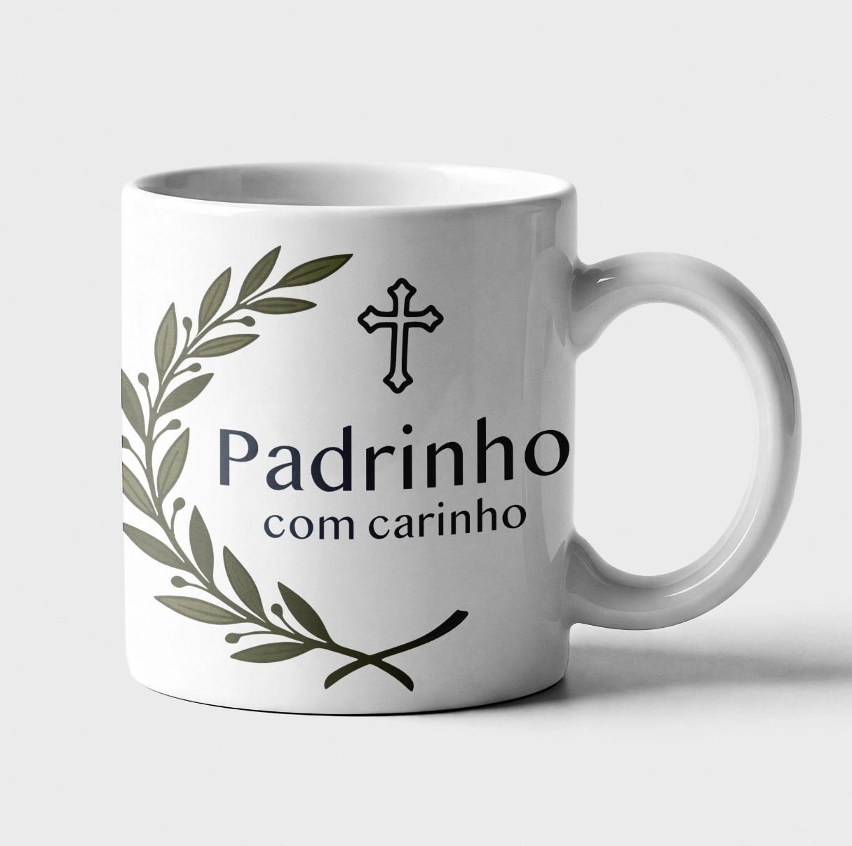 Caneca de Cerâmica "Padrinho com Carinho" – Edição Olive & Cross