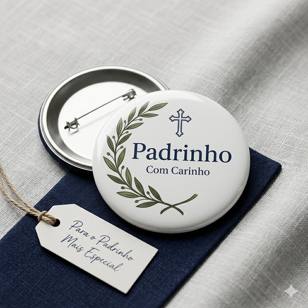 Crachá de Oferta "Padrinho com Carinho" – Edição Botânica