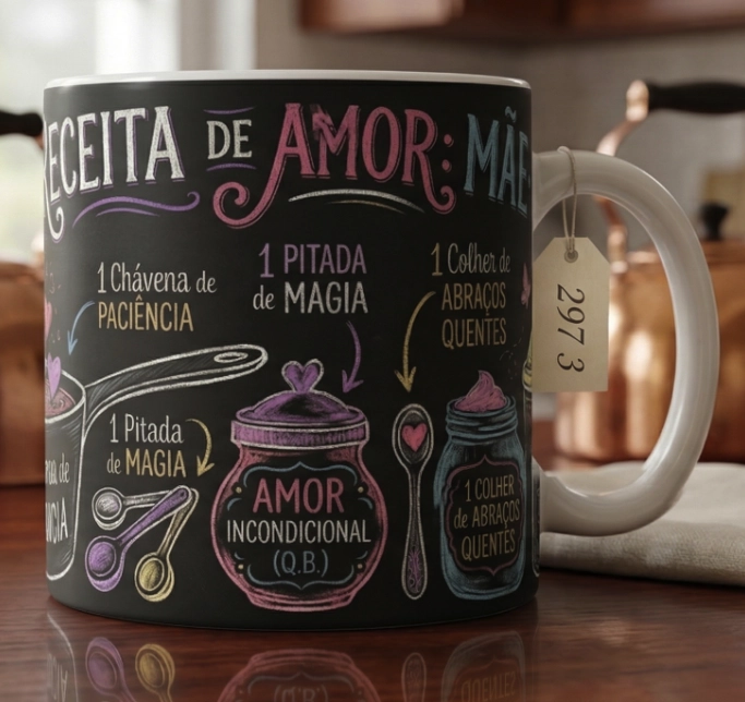 Caneca "Receita de Amor: Mãe"
